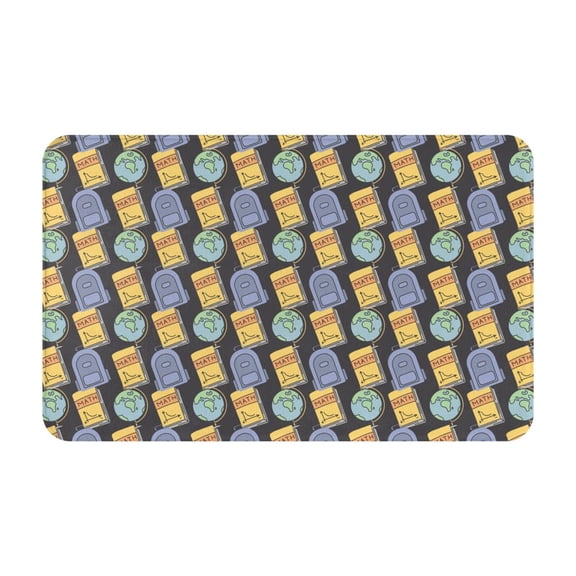 Bathroom Rugs Non Slip Washable - Math book globe Print Kitchen Mats for Floor, Area Rugs for Entryway Rugs Indoor, Laundry Bathroom Room Door Rug with Rubber Backing 20x31.5in