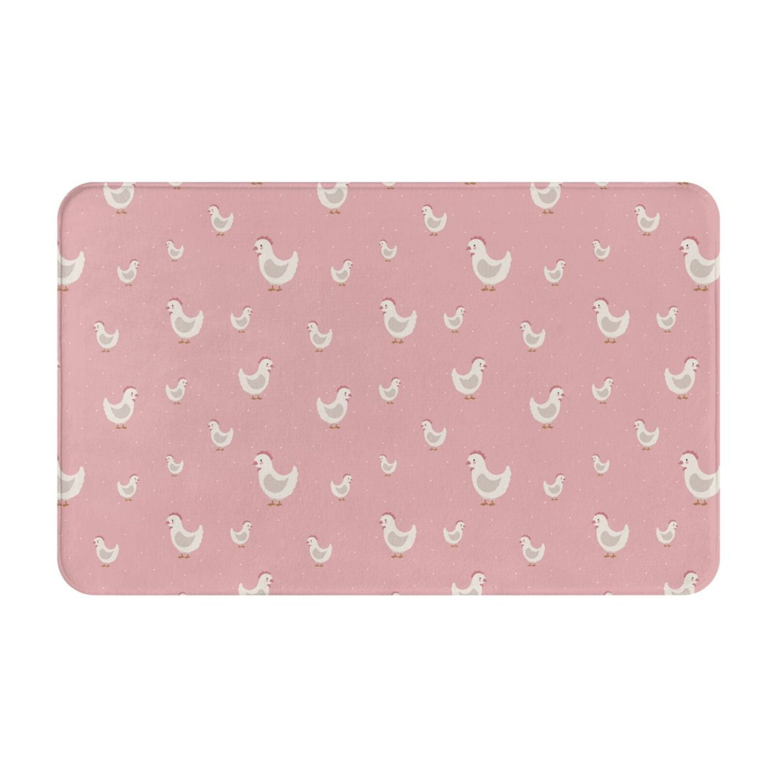 Bathroom Rugs Non Slip Washable - Minimalist Cute Chicken Pink Kitchen Mats for Floor, Area Rugs for Entryway Rugs Indoor, Laundry Bathroom Room Door Rug with Rubber Backing 20x31.5in