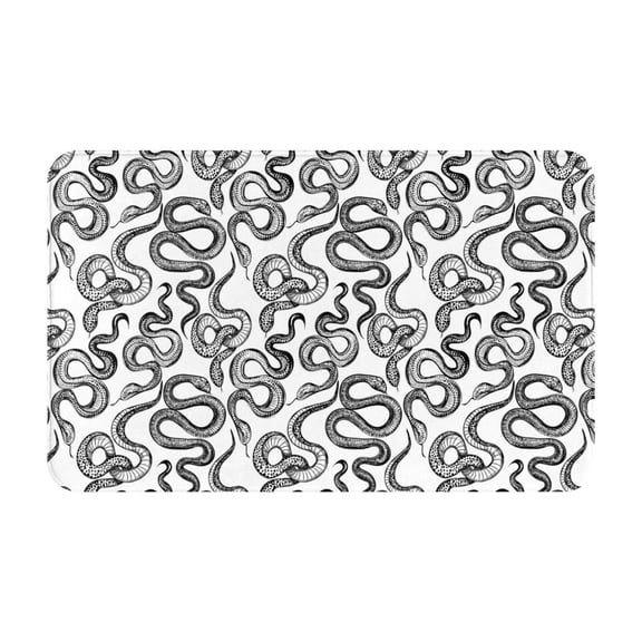 Bathroom Rugs Non Slip Washable - Minimalist Sketch Snake White Kitchen Mats for Floor, Area Rugs for Entryway Rugs Indoor, Laundry Bathroom Room Door Rug with Rubber Backing 20x31.5in