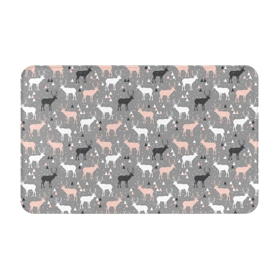 Bathroom Rugs Non Slip Washable - Modern Deer Geometric Triangle Kitchen Mats for Floor, Area Rugs for Entryway Rugs Indoor, Laundry Bathroom Room Door Rug with Rubber Backing 20x31.5in
