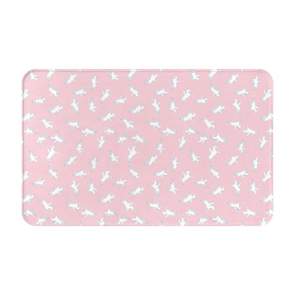 Bathroom Rugs Non Slip Washable - Modern Knight Horse White Pink Kitchen Mats for Floor, Area Rugs for Entryway Rugs Indoor, Laundry Bathroom Room Door Rug with Rubber Backing 20x31.5in