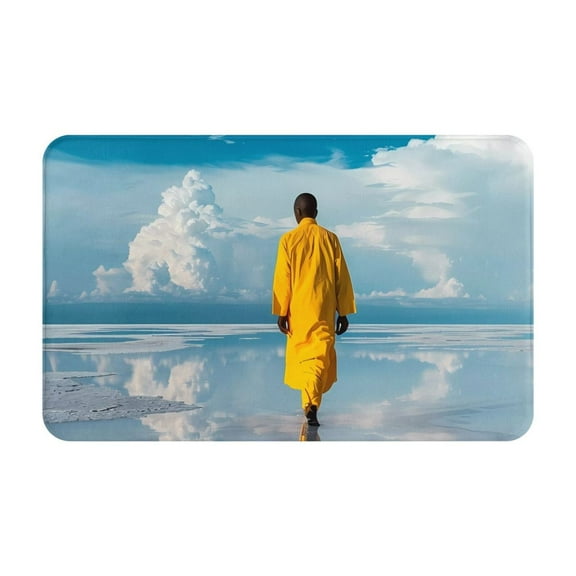 Bathroom Rugs Non Slip Washable - Monk Walking On Water Kitchen Mats for Floor, Area Rugs for Entryway Rugs Indoor, Laundry Bathroom Room Door Rug with Rubber Backing 20x31.5in