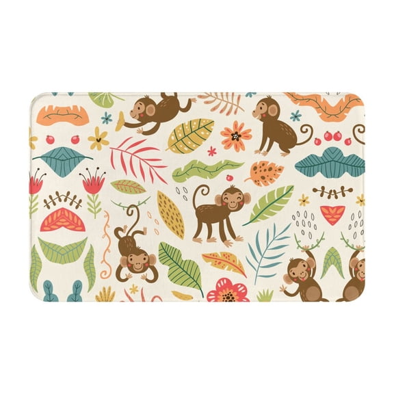 Bathroom Rugs Non Slip Washable - Monkeys in the Jungle Kitchen Mats for Floor, Area Rugs for Entryway Rugs Indoor, Laundry Bathroom Room Door Rug with Rubber Backing 20x31.5in