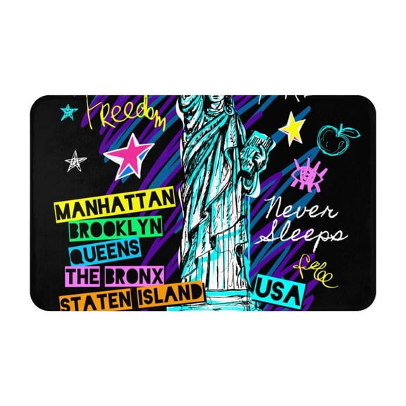 Bathroom Rugs Non Slip Washable - New York City Kitchen Mats for Floor, Area Rugs for Entryway Rugs Indoor, Laundry Bathroom Room Door Rug with Rubber Backing 20x31.5in