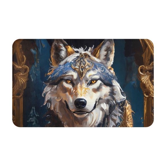Bathroom Rugs Non Slip Washable - Oil Painting Tribal Wolf Kitchen Mats for Floor, Area Rugs for Entryway Rugs Indoor, Laundry Bathroom Room Door Rug with Rubber Backing 20x31.5in