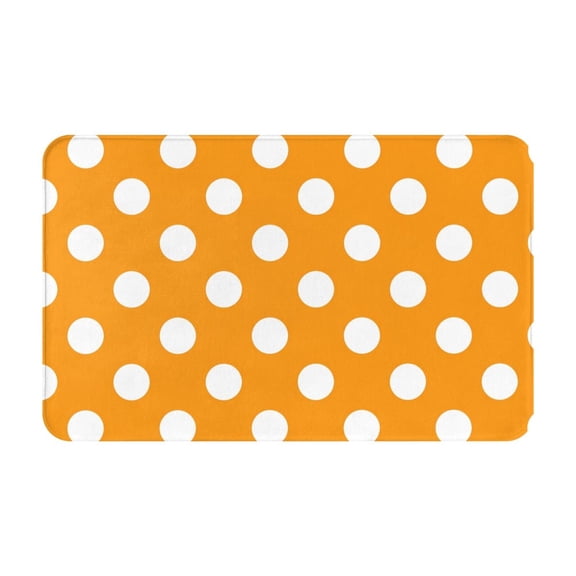 Bathroom Rugs Non Slip Washable - Orange And White Polka Dot Kitchen Mats for Floor, Area Rugs for Entryway Rugs Indoor, Laundry Bathroom Room Door Rug with Rubber Backing 20x31.5in