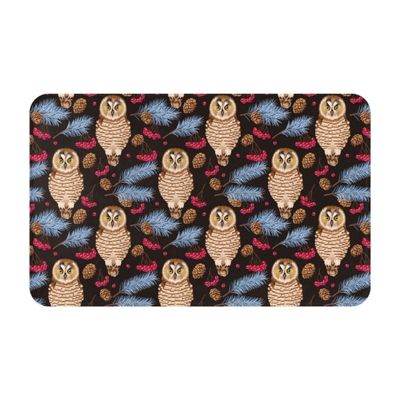 Bathroom Rugs Non Slip Washable - Pinecone Owl Brown Kitchen Mats for Floor, Area Rugs for Entryway Rugs Indoor, Laundry Bathroom Room Door Rug with Rubber Backing 20x31.5in