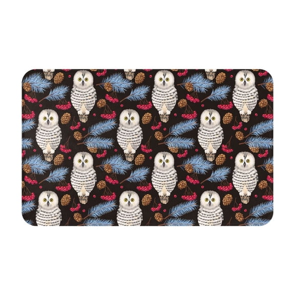 Bathroom Rugs Non Slip Washable - Pinecone Owl White Kitchen Mats for Floor, Area Rugs for Entryway Rugs Indoor, Laundry Bathroom Room Door Rug with Rubber Backing 20x31.5in