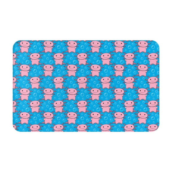 Bathroom Rugs Non Slip Washable - Pink Cartoon Cute Salamander Kitchen Mats for Floor, Area Rugs for Entryway Rugs Indoor, Laundry Bathroom Room Door Rug with Rubber Backing 20x31.5in