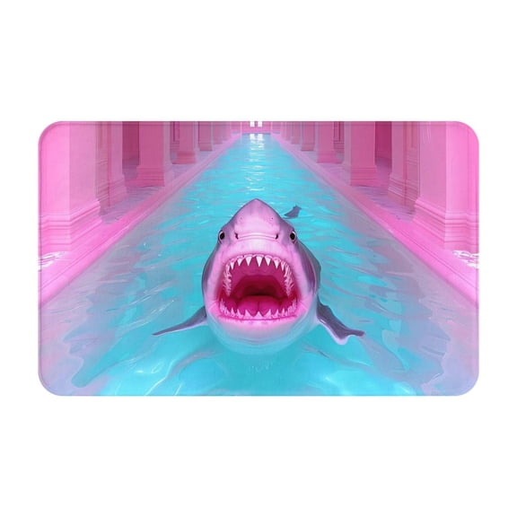 Bathroom Rugs Non Slip Washable - Pink Shark Pool Fantasy Kitchen Mats for Floor, Area Rugs for Entryway Rugs Indoor, Laundry Bathroom Room Door Rug with Rubber Backing 20x31.5in