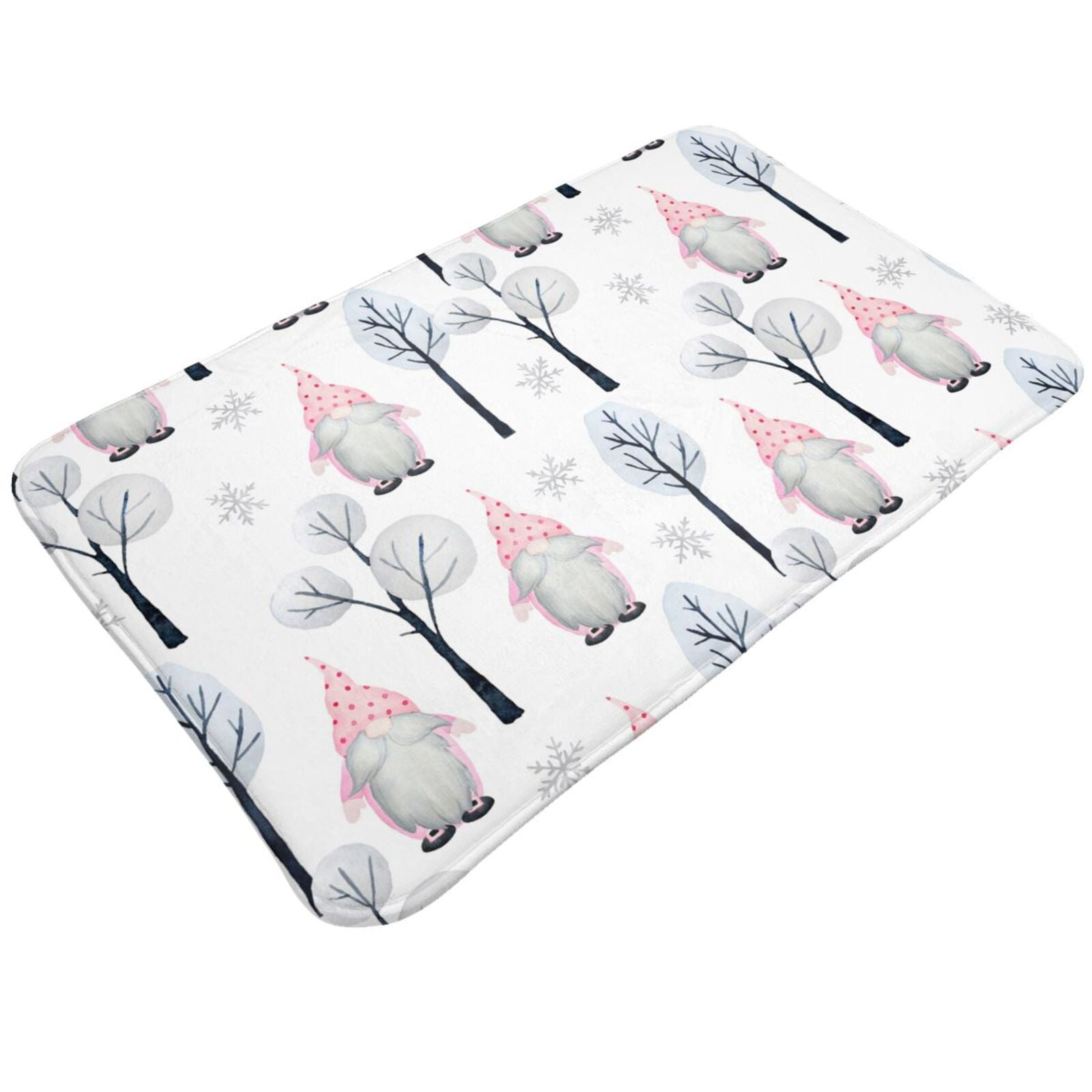 Bathroom Rugs Non Slip Washable Pink oldman Winter Forest Kitchen