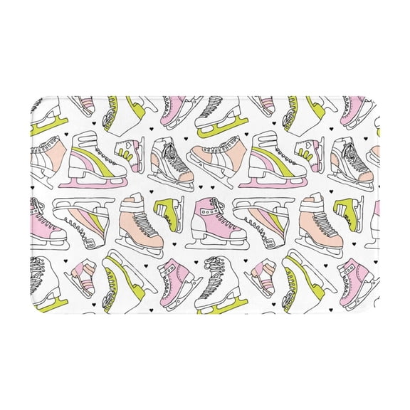 Bathroom Rugs Non Slip Washable - Pink skates Kitchen Mats for Floor, Area Rugs for Entryway Rugs Indoor, Laundry Bathroom Room Door Rug with Rubber Backing 20x31.5in