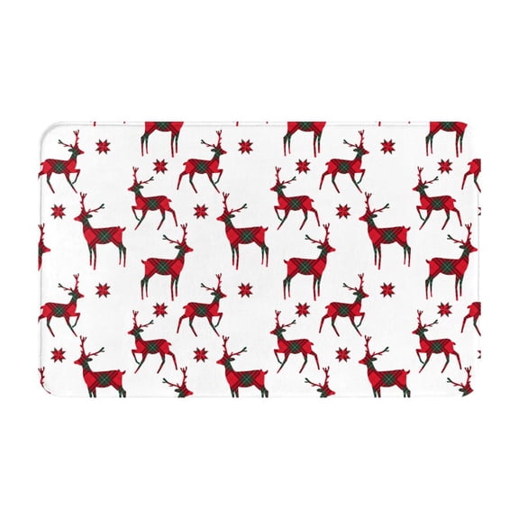 Bathroom Rugs Non Slip Washable - Plaid Pattern Simple Cute Deer_A Kitchen Mats for Floor, Area Rugs for Entryway Rugs Indoor, Laundry Bathroom Room Door Rug with Rubber Backing 20x31.5in