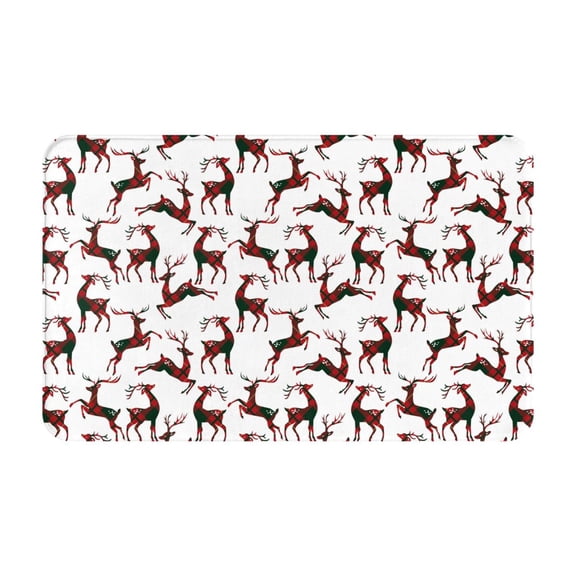 Bathroom Rugs Non Slip Washable - Plaid Pattern Simple Cute Deer Kitchen Mats for Floor, Area Rugs for Entryway Rugs Indoor, Laundry Bathroom Room Door Rug with Rubber Backing 20x31.5in