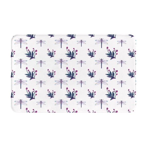 Bathroom Rugs Non Slip Washable - Plant Dragonfly Kitchen Mats for Floor, Area Rugs for Entryway Rugs Indoor, Laundry Bathroom Room Door Rug with Rubber Backing 20x31.5in
