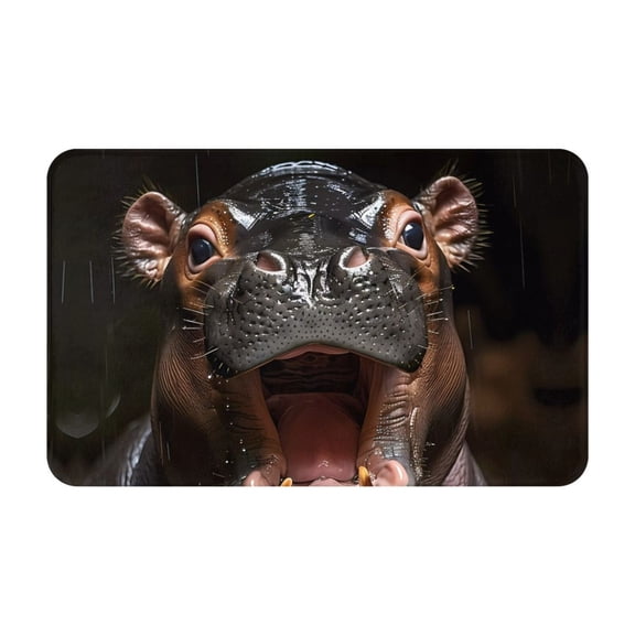 Bathroom Rugs Non Slip Washable - Playful Baby Hippo Splash Kitchen Mats for Floor, Area Rugs for Entryway Rugs Indoor, Laundry Bathroom Room Door Rug with Rubber Backing 20x31.5in