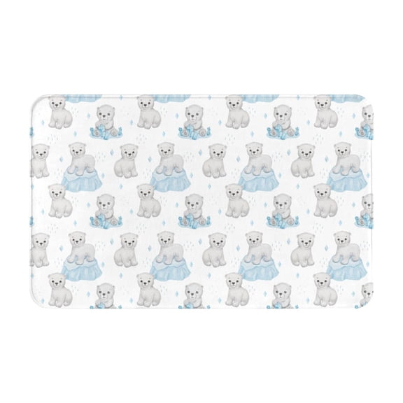Bathroom Rugs Non Slip Washable - Playful Polar Bear Pals Kitchen Mats for Floor, Area Rugs for Entryway Rugs Indoor, Laundry Bathroom Room Door Rug with Rubber Backing 20x31.5in