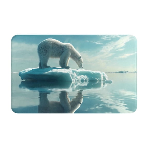 Bathroom Rugs Non Slip Washable - Polar Bear On Iceberg Kitchen Mats for Floor, Area Rugs for Entryway Rugs Indoor, Laundry Bathroom Room Door Rug with Rubber Backing 20x31.5in
