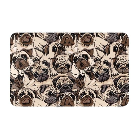 Bathroom Rugs Non Slip Washable - Pug Kitchen Mats for Floor, Area Rugs for Entryway Rugs Indoor, Laundry Bathroom Room Door Rug with Rubber Backing 20x31.5in