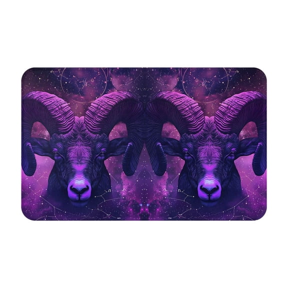 Bathroom Rugs Non Slip Washable - Purple Starry Sky Antelope Kitchen Mats for Floor, Area Rugs for Entryway Rugs Indoor, Laundry Bathroom Room Door Rug with Rubber Backing 20x31.5in