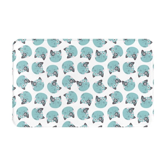 Bathroom Rugs Non Slip Washable - Quirky Cartoon Cat Face Kitchen Mats for Floor, Area Rugs for Entryway Rugs Indoor, Laundry Bathroom Room Door Rug with Rubber Backing 20x31.5in