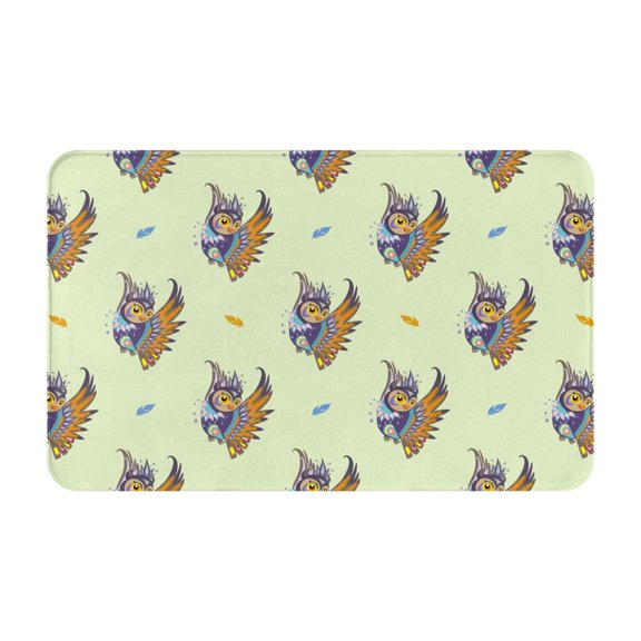 Bathroom Rugs Non Slip Washable - Quirky Owl Kitchen Mats for Floor, Area Rugs for Entryway Rugs Indoor, Laundry Bathroom Room Door Rug with Rubber Backing 20x31.5in