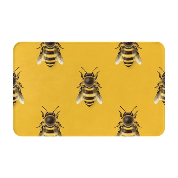 Bathroom Rugs Non Slip Washable - Realistic Bee cute cool yellow Kitchen Mats for Floor, Area Rugs for Entryway Rugs Indoor, Laundry Bathroom Room Door Rug with Rubber Backing 20x31.5in