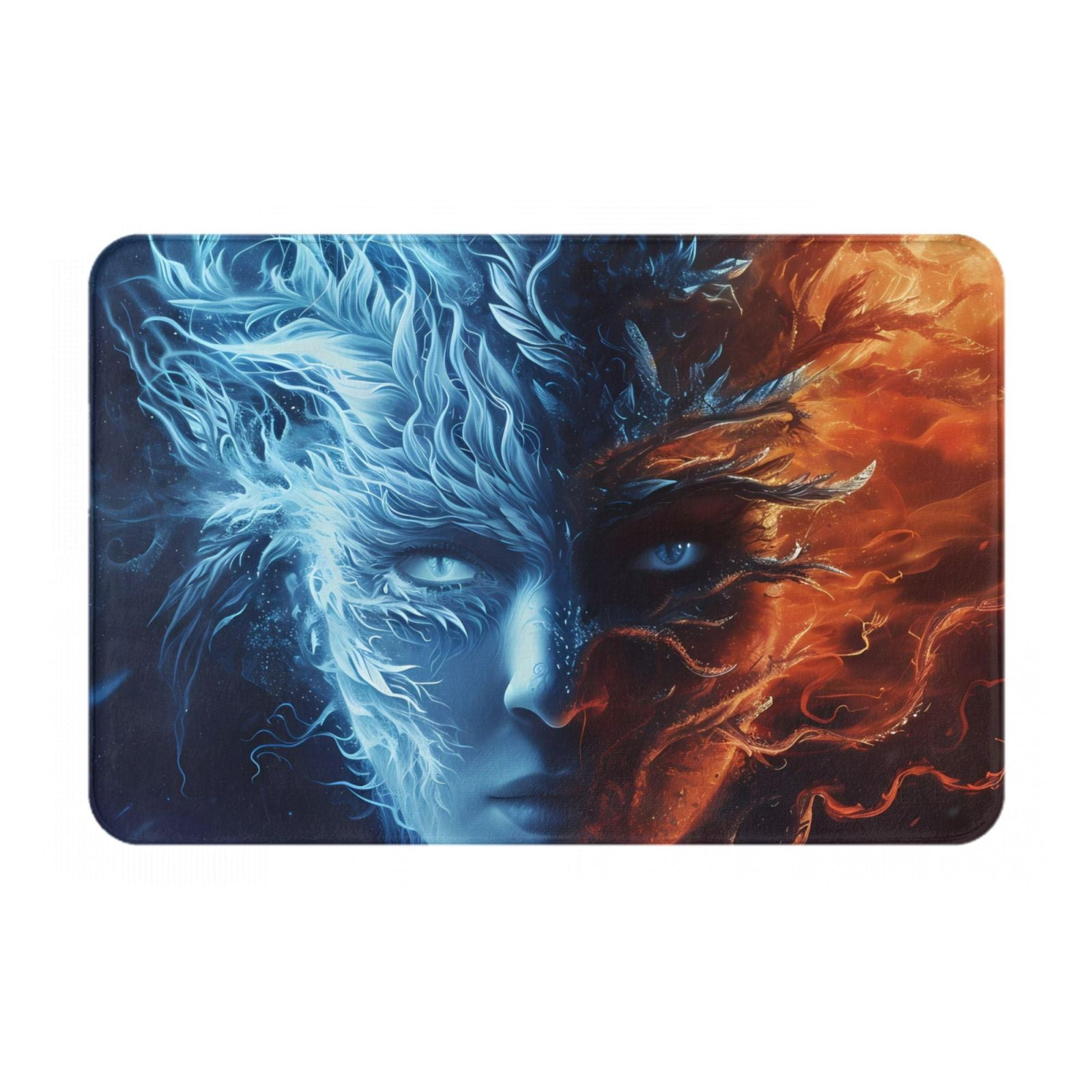 Bathroom Rugs Non Slip Washable, Red and Blue Fire Women Water ...