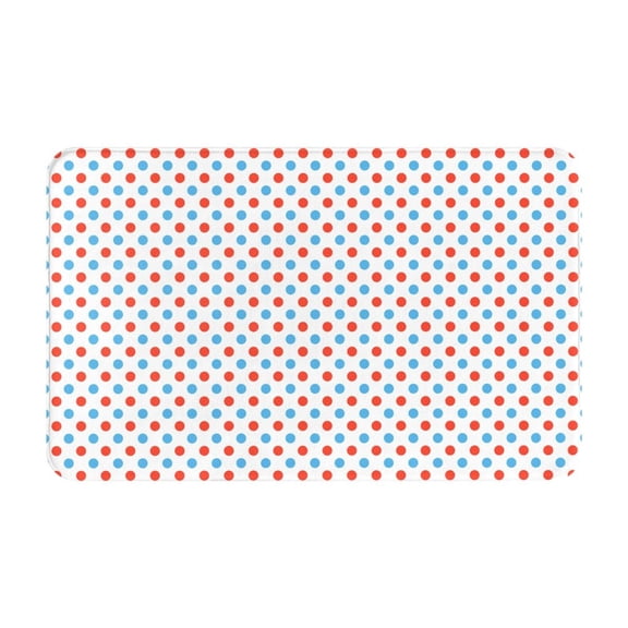 Bathroom Rugs Non Slip Washable - Red Blue Polka Dots Kitchen Mats for Floor, Area Rugs for Entryway Rugs Indoor, Laundry Bathroom Room Door Rug with Rubber Backing 20x31.5in