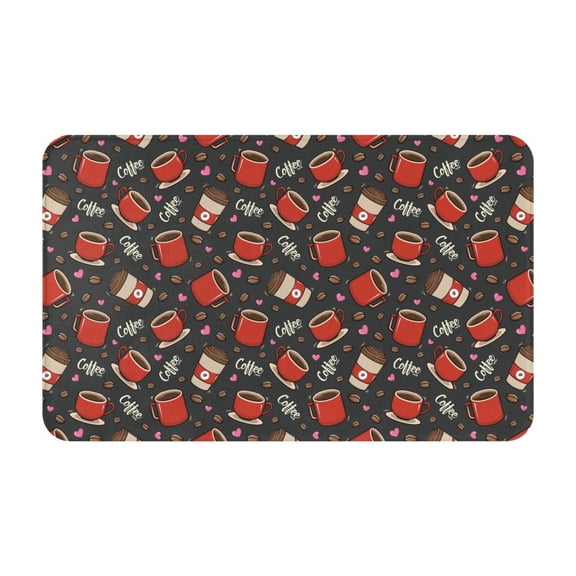 Bathroom Rugs Non Slip Washable - Red Mug Coffee Print Kitchen Mats for Floor, Area Rugs for Entryway Rugs Indoor, Laundry Bathroom Room Door Rug with Rubber Backing 20x31.5in