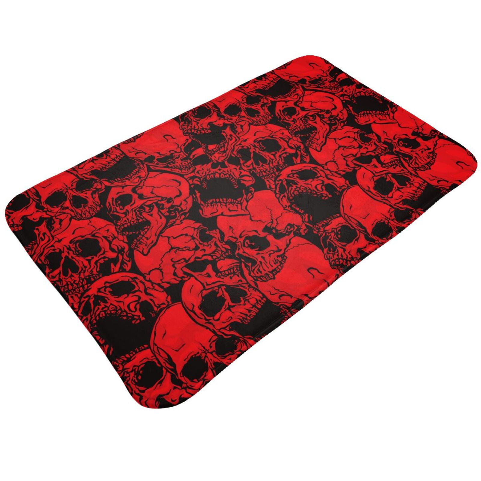 Bathroom Rugs Non Slip Washable, Red Skulls 3 Water Absorbing Bath Mats ...