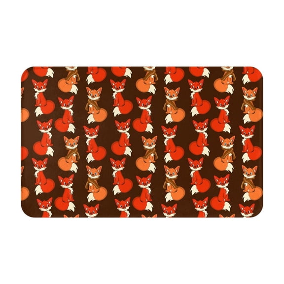 Bathroom Rugs Non Slip Washable - Red Yellow Fox Kitchen Mats for Floor, Area Rugs for Entryway Rugs Indoor, Laundry Bathroom Room Door Rug with Rubber Backing 20x31.5in