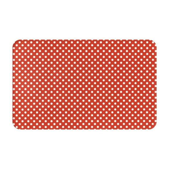 Bathroom Rugs Non Slip Washable - Red white dot print Kitchen Mats for Floor, Area Rugs for Entryway Rugs Indoor, Laundry Bathroom Room Door Rug with Rubber Backing 20x31.5in