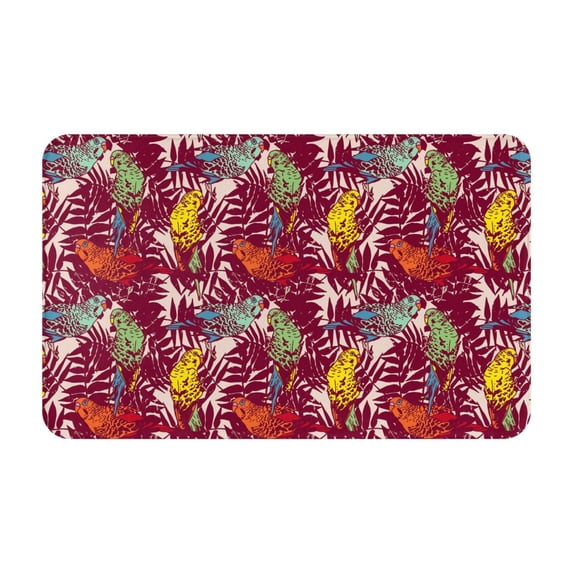 Bathroom Rugs Non Slip Washable - Retro Multi-Color Cute Parrot Kitchen Mats for Floor, Area Rugs for Entryway Rugs Indoor, Laundry Bathroom Room Door Rug with Rubber Backing 20x31.5in
