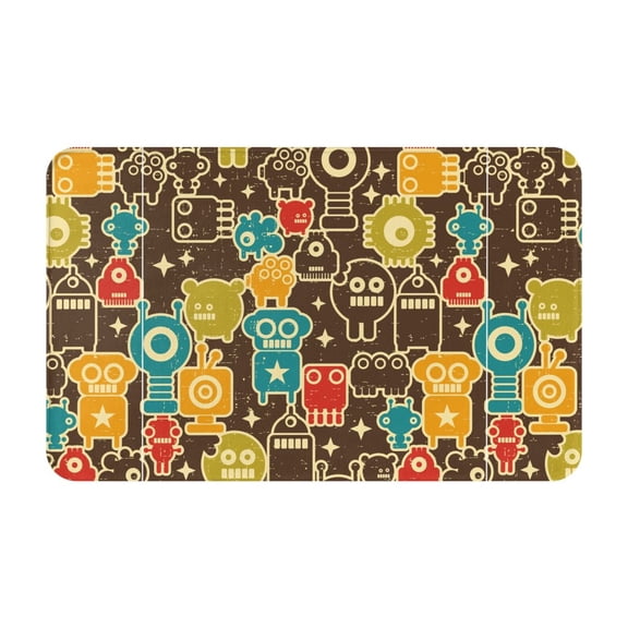 Bathroom Rugs Non Slip Washable - Robot and Monsters Kitchen Mats for Floor, Area Rugs for Entryway Rugs Indoor, Laundry Bathroom Room Door Rug with Rubber Backing 20x31.5in