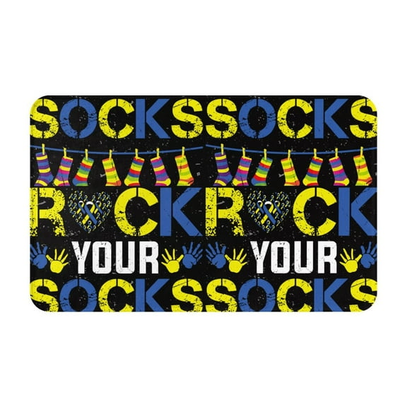 Bathroom Rugs Non Slip Washable - Rock Your Socks Kitchen Mats for Floor, Area Rugs for Entryway Rugs Indoor, Laundry Bathroom Room Door Rug with Rubber Backing 20x31.5in