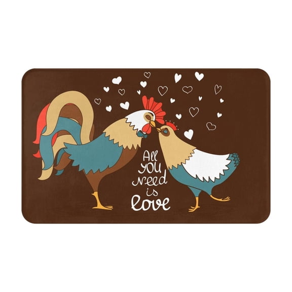 Bathroom Rugs Non Slip Washable - Rooster And Chicken Kitchen Mats for Floor, Area Rugs for Entryway Rugs Indoor, Laundry Bathroom Room Door Rug with Rubber Backing 20x31.5in