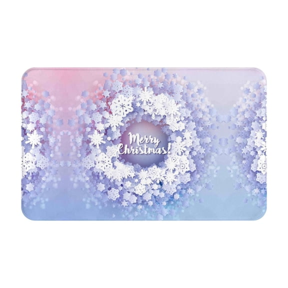Bathroom Rugs Non Slip Washable - Round Snow Merry Christmas Winter Snowflakes Kitchen Mats for Floor, Area Rugs for Entryway Rugs Indoor, Laundry Bathroom Room Door Rug with Rubber Backing 20x31.5in