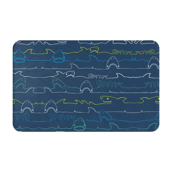 Bathroom Rugs Non Slip Washable - Shark (2) Kitchen Mats for Floor, Area Rugs for Entryway Rugs Indoor, Laundry Bathroom Room Door Rug with Rubber Backing 20x31.5in