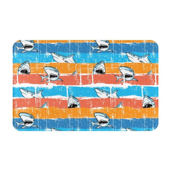 Bathroom Rugs Non Slip Washable - Shark On Line Kitchen Mats for Floor, Area Rugs for Entryway Rugs Indoor, Laundry Bathroom Room Door Rug with Rubber Backing 20x31.5in