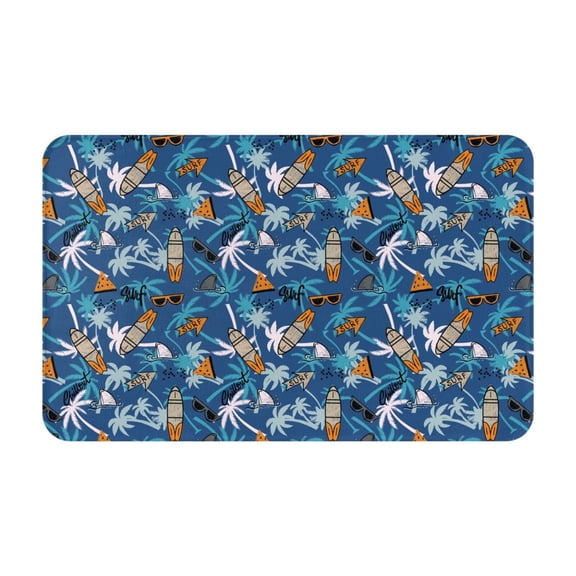 Bathroom Rugs Non Slip Washable - Shark Skateboard Coconut Tree Kitchen Mats for Floor, Area Rugs for Entryway Rugs Indoor, Laundry Bathroom Room Door Rug with Rubber Backing 20x31.5in