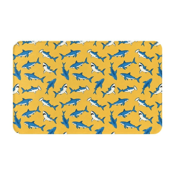 Bathroom Rugs Non Slip Washable - Shark print Kitchen Mats for Floor, Area Rugs for Entryway Rugs Indoor, Laundry Bathroom Room Door Rug with Rubber Backing 20x31.5in