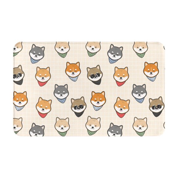 Bathroom Rugs Non Slip Washable - Shiba Head Face Kitchen Mats for Floor, Area Rugs for Entryway Rugs Indoor, Laundry Bathroom Room Door Rug with Rubber Backing 20x31.5in