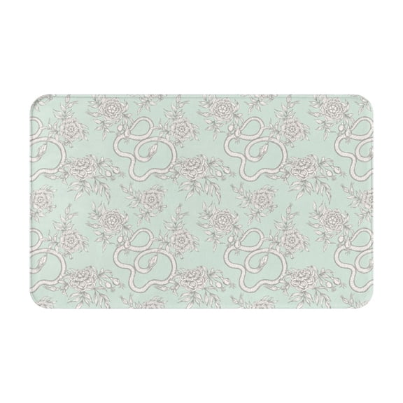 Bathroom Rugs Non Slip Washable - Simple Sketch Snake Flower Kitchen Mats for Floor, Area Rugs for Entryway Rugs Indoor, Laundry Bathroom Room Door Rug with Rubber Backing 20x31.5in