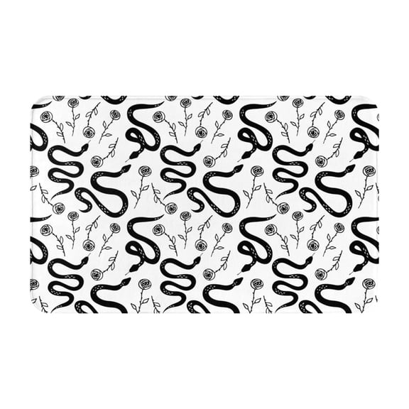 Bathroom Rugs Non Slip Washable - Sketch Simple Black Snake_A Kitchen Mats for Floor, Area Rugs for Entryway Rugs Indoor, Laundry Bathroom Room Door Rug with Rubber Backing 20x31.5in