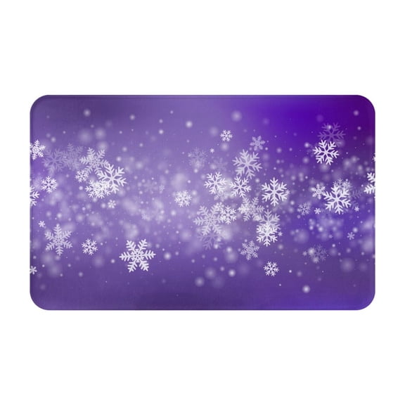 Bathroom Rugs Non Slip Washable - Snowfall Sky White Purple Kitchen Mats for Floor, Area Rugs for Entryway Rugs Indoor, Laundry Bathroom Room Door Rug with Rubber Backing 20x31.5in