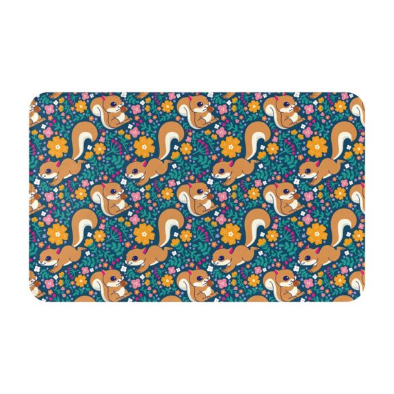 Bathroom Rugs Non Slip Washable - Squirrel Garden Delight Kitchen Mats for Floor, Area Rugs for Entryway Rugs Indoor, Laundry Bathroom Room Door Rug with Rubber Backing 20x31.5in