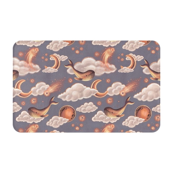 Bathroom Rugs Non Slip Washable - Star moon clouds Whales texture Kitchen Mats for Floor, Area Rugs for Entryway Rugs Indoor, Laundry Bathroom Room Door Rug with Rubber Backing 20x31.5in