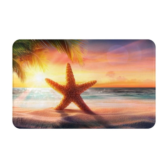Bathroom Rugs Non Slip Washable - Starfish Sunset Sea Beach Kitchen Mats for Floor, Area Rugs for Entryway Rugs Indoor, Laundry Bathroom Room Door Rug with Rubber Backing 20x31.5in