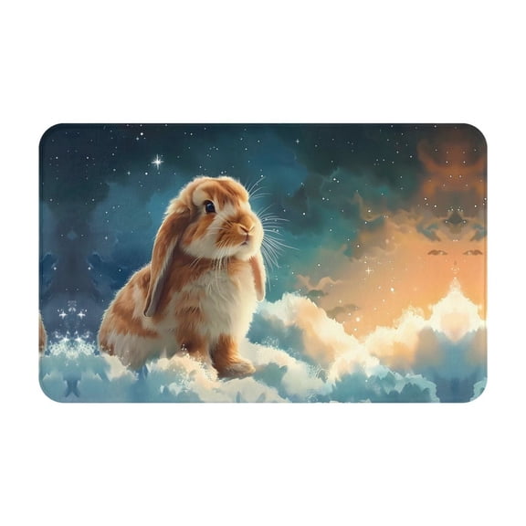 Bathroom Rugs Non Slip Washable - Starry Sky Cloud Cute Rabbit Kitchen Mats for Floor, Area Rugs for Entryway Rugs Indoor, Laundry Bathroom Room Door Rug with Rubber Backing 20x31.5in